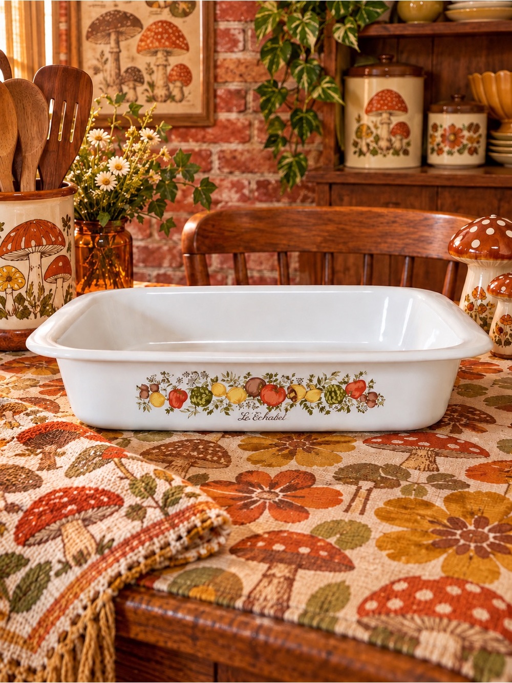 Vintage 70s Corningware Spice of Life Open Roaster A-21